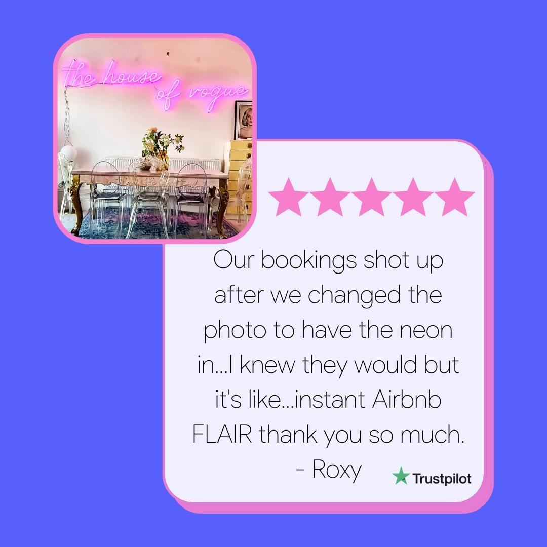 Custom Neon® customer review from Airbnb VogueHouse
