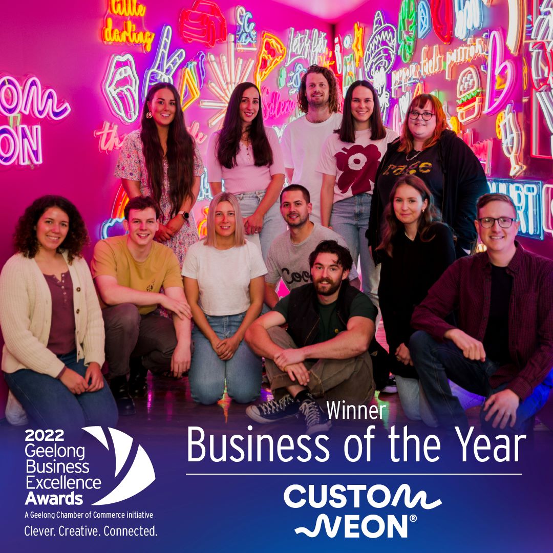 Custom Neon Business of the Year winner - 2022 Business Excellence Awards